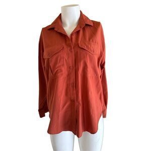 Ashleigh Morgan women’s M button up vintage 90s retro button up burnt orange